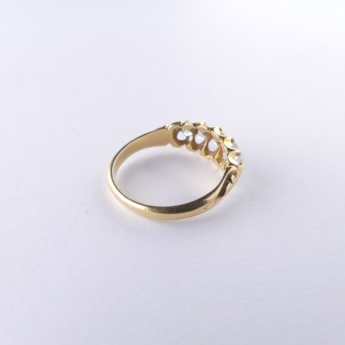 301 - A small five stone diamond Ring, old cut stones, approx total weight 0.39ct, all mounted in unmarked... 