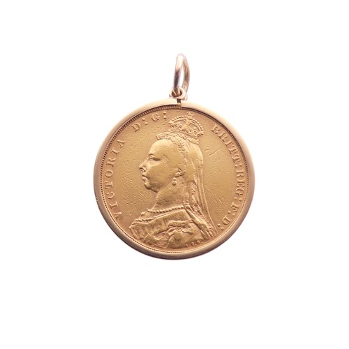 731 - A Victorian gold Sovereign dated 1892, Melbourne mint, in 9ct pendant mount, total weight 8.7g.... 