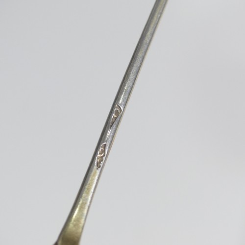 97 - A mid 18thC silver gilt picture back Mote Spoon, makers mark stamped twice only, probably Elizabeth ... 