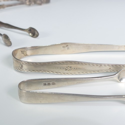 100 - A pair of George III silver Sugar Tongs, by Hester Bateman, c.1780, of typical form with bright cut ... 