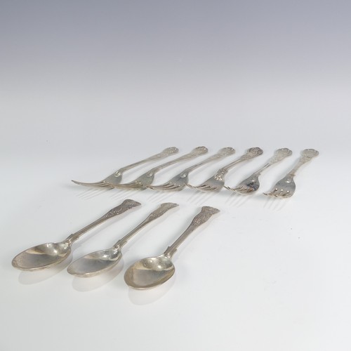 109 - A set of five Edwardian silver Dessert Forks, by Francis Higgins III, hallmarked London 1901, Kings ... 