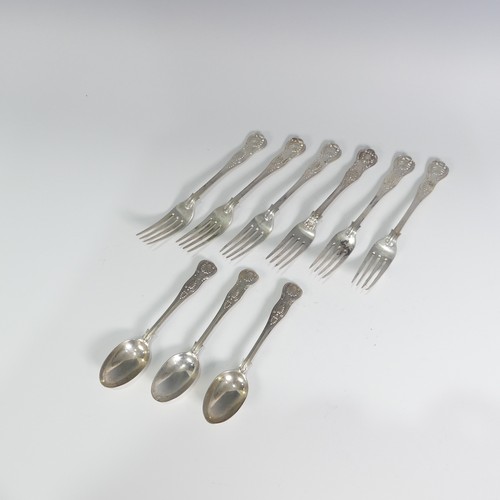 109 - A set of five Edwardian silver Dessert Forks, by Francis Higgins III, hallmarked London 1901, Kings ... 