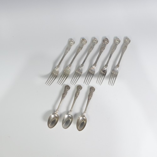 109 - A set of five Edwardian silver Dessert Forks, by Francis Higgins III, hallmarked London 1901, Kings ... 