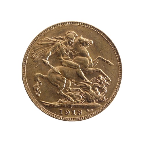 598 - A George V gold Sovereign, dated 1913, Perth mint mark.Provenance; The Jeffery William John Dodman C... 