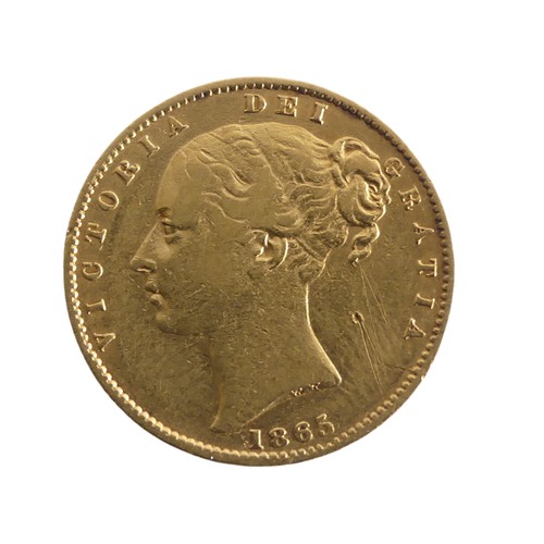 599 - A Victorian gold Sovereign, dated 1865, with shield reverse.Provenance; The Jeffery William John Dod... 