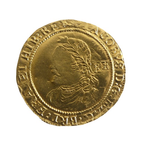 610 - A James I gold Laurel, third coinage (1619-1625) mm. trefoil.Provenance; The Jeffery William John Do...