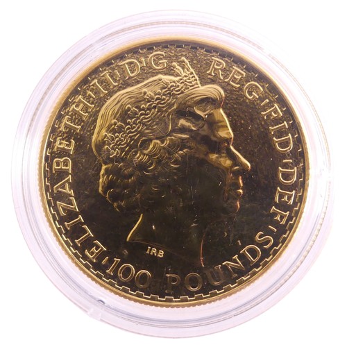 613 - An Elizabeth II gold 100 Pounds (1oz) Fine gold Coin, dated 2015.Provenance; The Jeffery William Joh... 