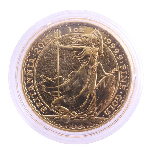 615 - An Elizabeth II gold 100 Pounds (1oz) Fine gold Coin, dated 2015.Provenance; The Jeffery William Joh... 