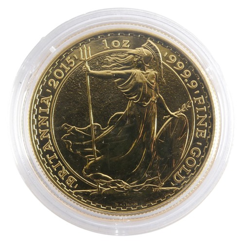 616 - An Elizabeth II gold 100 Pounds (1oz) Fine gold Coin, dated 2015.Provenance; The Jeffery William Joh... 