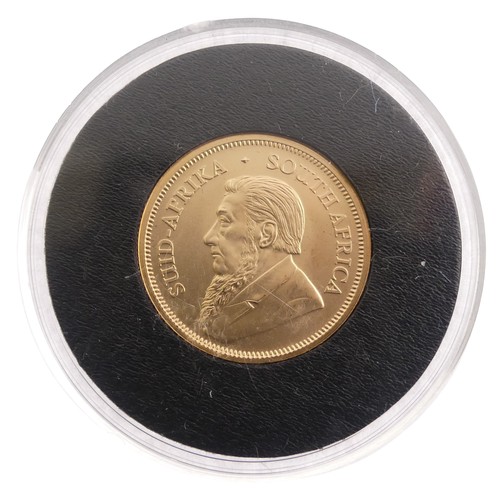 618 - A South African gold Quarter (1/4) Krugerrand, dated 2018, in perspex case.Provenance; The Jeffery W... 