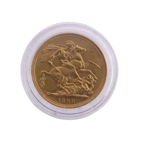 623 - A Victorian gold Sovereign, dated 1896, Melbourne mint mark.Provenance; The Jeffery William John Dod... 