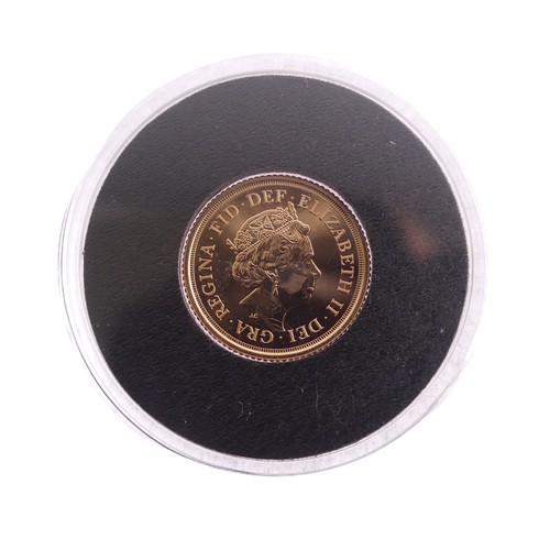 624 - An Elizabeth II gold Half Sovereign, dated 2018, in perspex case, with Harrington & Byrne 'uncir... 