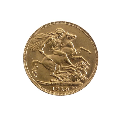 637 - A George V gold Sovereign, dated 1913.Provenance; The Jeffery William John Dodman Collection of Coin... 