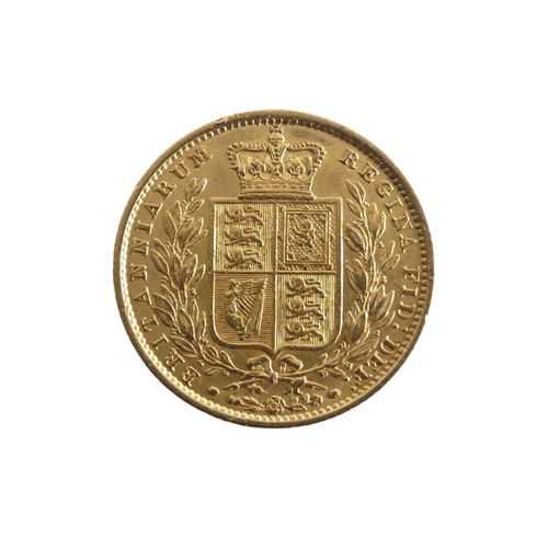 638 - A Victorian gold Sovereign, dated 1854, with shield reverse.Provenance; The Jeffery William John Dod... 