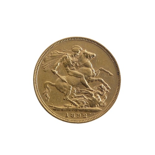 639 - A Victorian gold Sovereign, dated 1892.Provenance; The Jeffery William John Dodman Collection of Coi... 