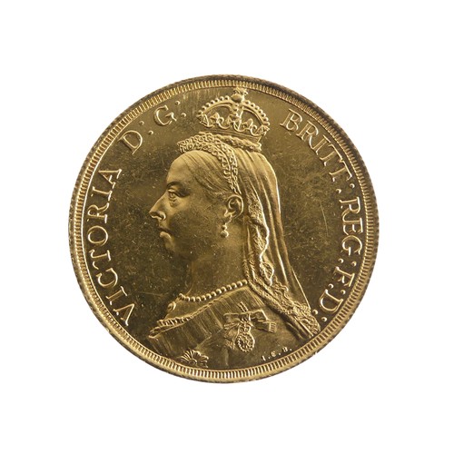 641 - A Victorian gold Two Pounds (£2 Double Sovereign) Coin, dated 1887.Provenance; The Jeffery William J... 