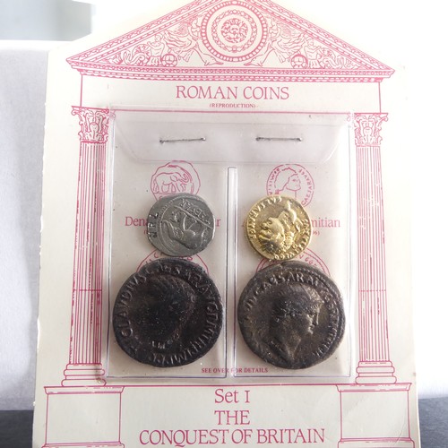 593 - A quantity of Banknotes and assorted Coins, replica Roman Coins, some commemoratives etc., (a lot)Pr... 