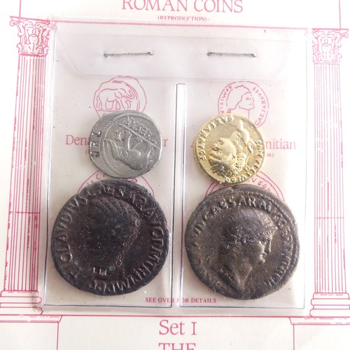 593 - A quantity of Banknotes and assorted Coins, replica Roman Coins, some commemoratives etc., (a lot)Pr... 