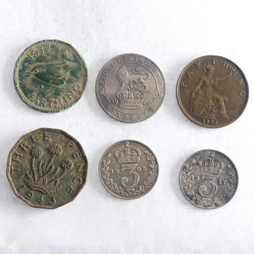 593 - A quantity of Banknotes and assorted Coins, replica Roman Coins, some commemoratives etc., (a lot)Pr... 