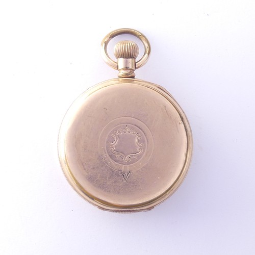 231 - An early 20thC gold plated Pocket Watch, white enamel dial with subsidiary seconds dial, Waltham mov... 