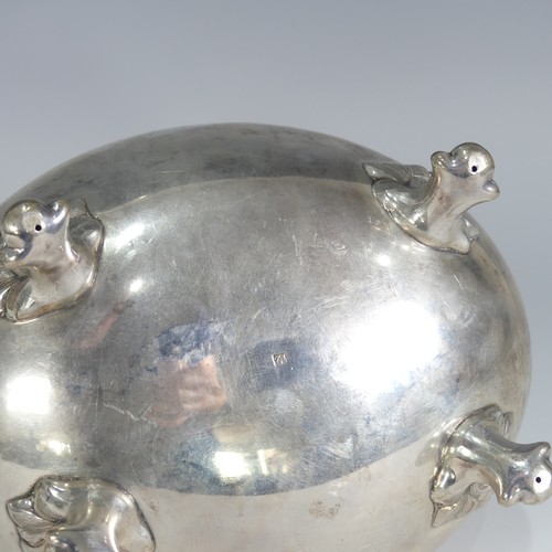 116 - A late 18thC/early 19thC German silver Tea Caddy, 750/1000 silver, marked 12 on the underside, of ov... 