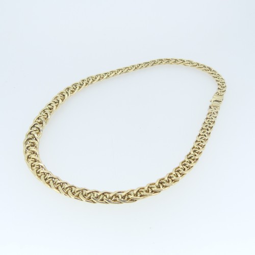 367 - A graduated 14ct yellow gold fancy link Necklace, 44cm long, 18g.