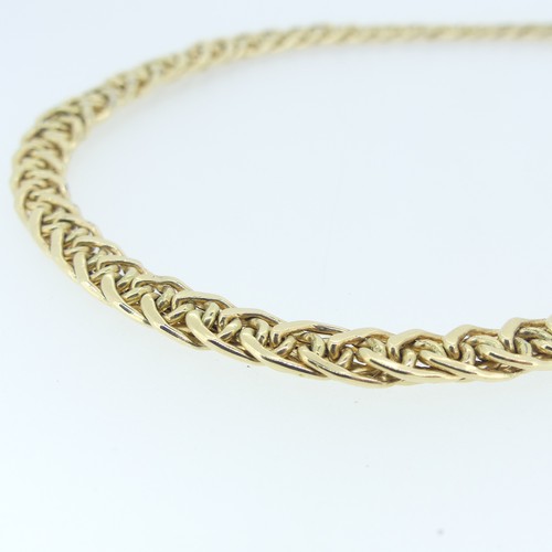 367 - A graduated 14ct yellow gold fancy link Necklace, 44cm long, 18g.