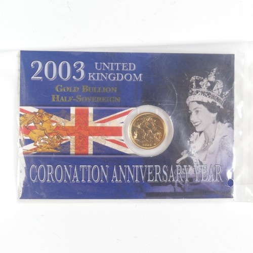 745 - An Elizabeth II 'Bullion' gold Half Sovereign, dated 2003, in carded blister pack.