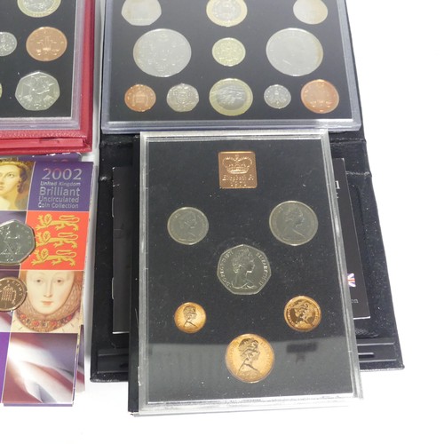 748 - Royal Mint United Kingdom Proof Coin Sets; 1983, 1990, 1995, 1996, 1997, 2006, 2008 etc., (a lot)... 