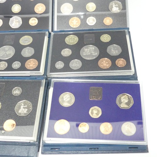 748 - Royal Mint United Kingdom Proof Coin Sets; 1983, 1990, 1995, 1996, 1997, 2006, 2008 etc., (a lot)... 