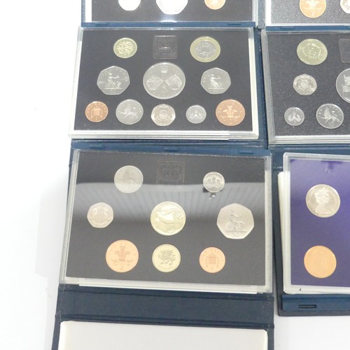 748 - Royal Mint United Kingdom Proof Coin Sets; 1983, 1990, 1995, 1996, 1997, 2006, 2008 etc., (a lot)... 