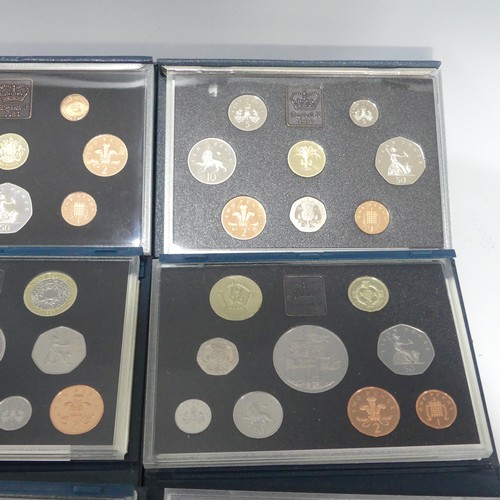 748 - Royal Mint United Kingdom Proof Coin Sets; 1983, 1990, 1995, 1996, 1997, 2006, 2008 etc., (a lot)... 