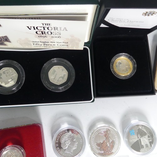 750 - A Royal Mint 2006 cased pair of silver proof 50p's, commemorating the 150th Anniversary of The Victo... 