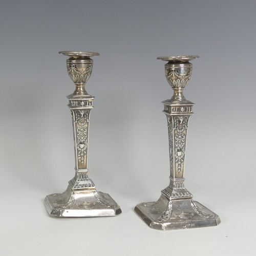 123 - A pair of late Victorian silver Candlesticks, by Walter Latham & Son, hallmarked Sheffield, 1899... 