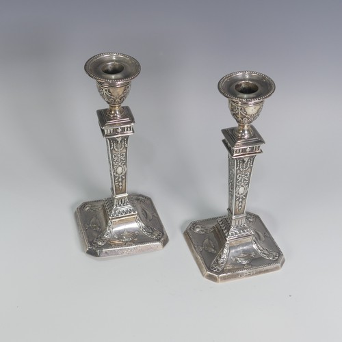 123 - A pair of late Victorian silver Candlesticks, by Walter Latham & Son, hallmarked Sheffield, 1899... 