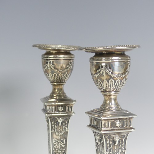 123 - A pair of late Victorian silver Candlesticks, by Walter Latham & Son, hallmarked Sheffield, 1899... 