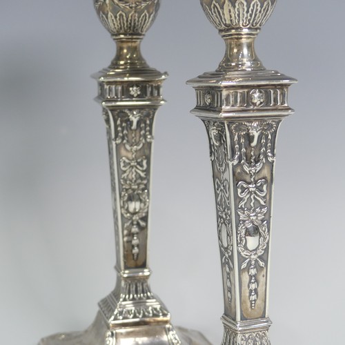 123 - A pair of late Victorian silver Candlesticks, by Walter Latham & Son, hallmarked Sheffield, 1899... 