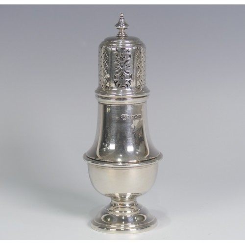 127 - A George V silver Sugar Caster, by James R Ogden & Sons Ltd., hallmarked Birmingham, 1932, of tr... 