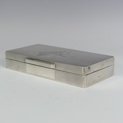 131 - A George VI silver Cigarette Box, by A Wilcox, hallmarked Birmingham, 1950, of hinged rectangular fo... 