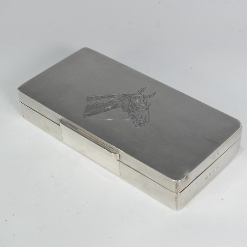 131 - A George VI silver Cigarette Box, by A Wilcox, hallmarked Birmingham, 1950, of hinged rectangular fo... 