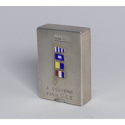 139 - A George VI silver pocket Cigarette Lighter, by Bach & Cooper, hallmarked Birmingham, 1946, deco... 