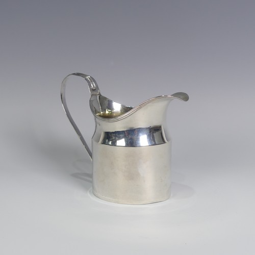 146 - A George III silver Cream Jug, by Frances Purton, hallmarked London 1794, plain oval form with reede... 