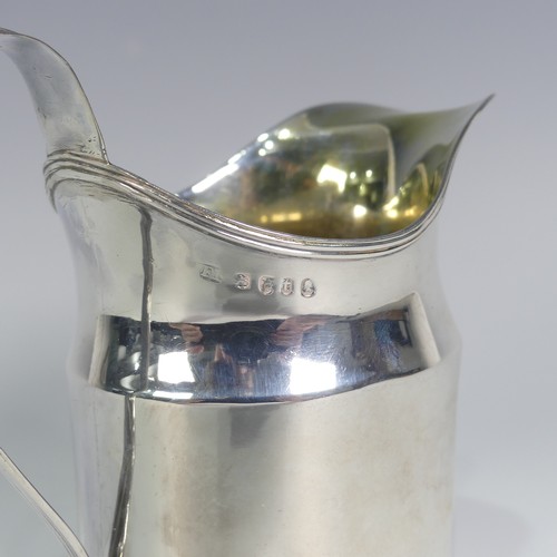 146 - A George III silver Cream Jug, by Frances Purton, hallmarked London 1794, plain oval form with reede... 