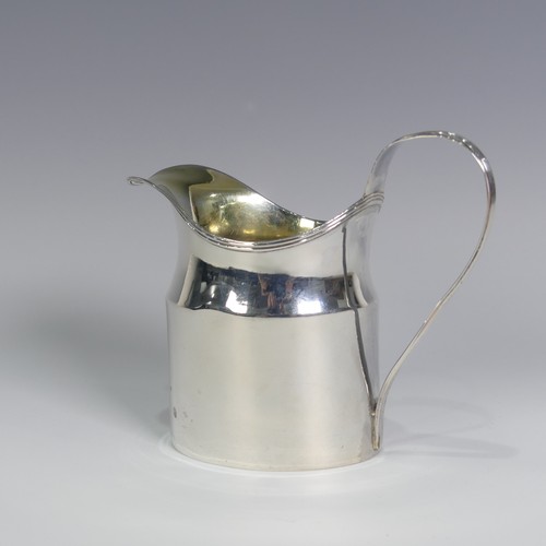 146 - A George III silver Cream Jug, by Frances Purton, hallmarked London 1794, plain oval form with reede... 