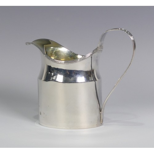 146 - A George III silver Cream Jug, by Frances Purton, hallmarked London 1794, plain oval form with reede... 