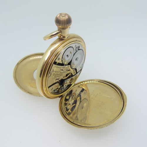 242 - A gold plated Pocket Watch, the white enamel dial with Roman Numerals and subsidiary seconds dial, w... 