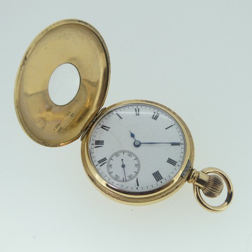 242 - A gold plated Pocket Watch, the white enamel dial with Roman Numerals and subsidiary seconds dial, w... 