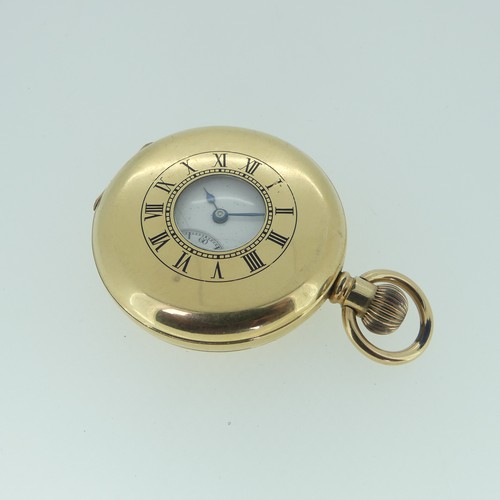 242 - A gold plated Pocket Watch, the white enamel dial with Roman Numerals and subsidiary seconds dial, w... 