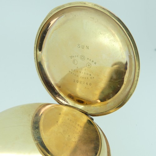 242 - A gold plated Pocket Watch, the white enamel dial with Roman Numerals and subsidiary seconds dial, w... 