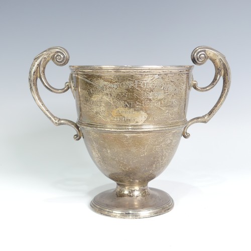 149 - A Victorian silver Trophy Cup, by Charles Stuart Harris, hallmarked London 1894, of campana form wit... 